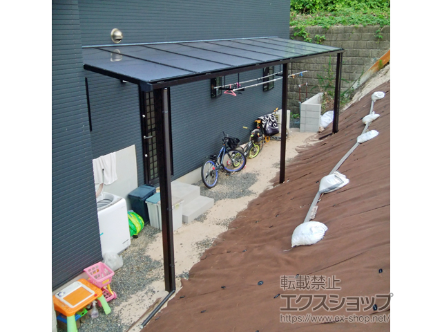 山口県下関市ののテラス屋根 ソラリア F型 テラスタイプ 連棟 積雪〜20cm対応 施工例