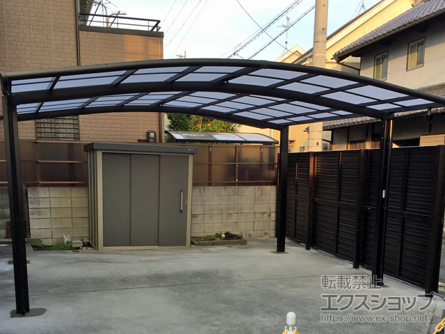 大阪府藤井寺市ののカーポート ネスカR (ラウンドスタイル) ワイド 積雪〜20cm対応 施工例