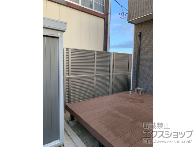宮城県仙台市ののフェンス・柵 ミエーネフェンス 目隠しルーバータイプ 2段支柱 自立建て用 施工例