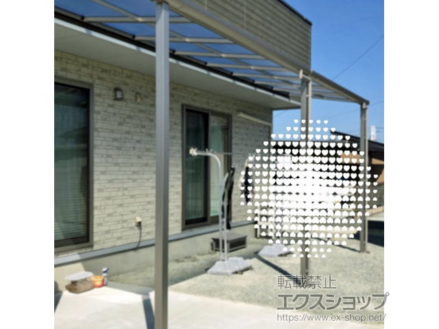 宮城県角田市のLIXIL リクシル（トステム）のテラス屋根 パワーアルファ F型 テラスタイプ 連棟 積雪〜30cm対応 施工例