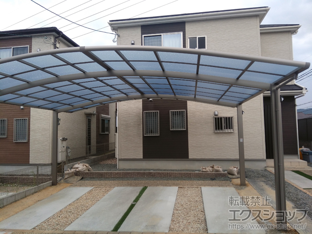 奈良県奈良市ののカーポート ネスカR (ラウンドスタイル) ワイド 積雪〜20cm対応 施工例