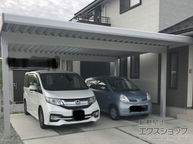 長野県長野市ののカーポート レオンポートneo 2台用 角柱4本柱 積雪〜50cm対応 施工例