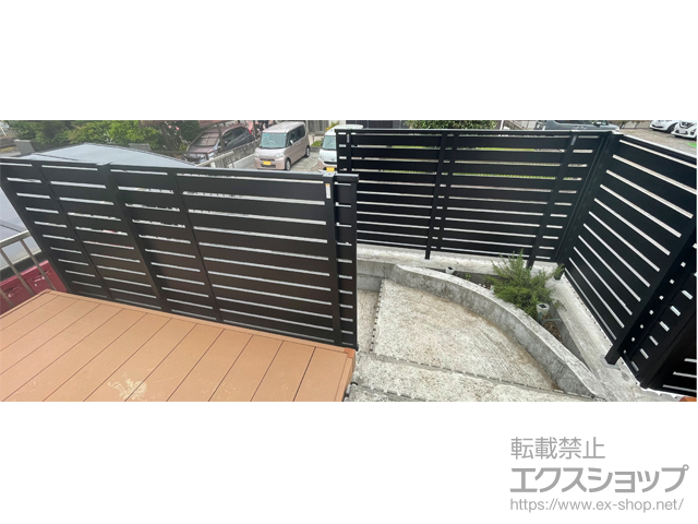 千葉県木更津市ののフェンス・柵 ルシアスフェンスF04型 横板 複合カラー 自由柱施工 施工例