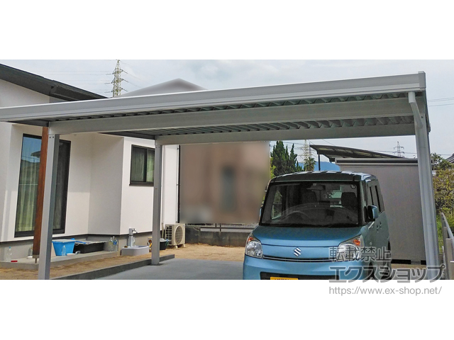 大分県大分市のLIXIL リクシル（トステム）のカーポート テリオスポートIII 900 2台用 角柱4本柱 積雪〜30cm対応 施工例