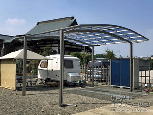 千葉県山武市ののカーポート ネスカR (ラウンドスタイル) ワイド 積雪〜20cm対応 施工例