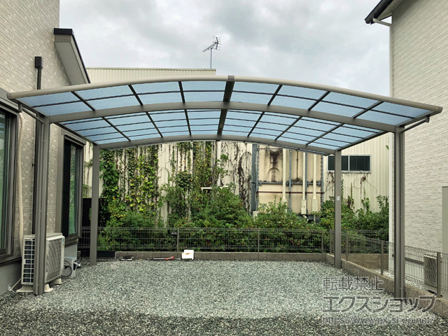 兵庫県たつの市ののカーポート ネスカR (ラウンドスタイル) ワイド 積雪〜20cm対応 施工例