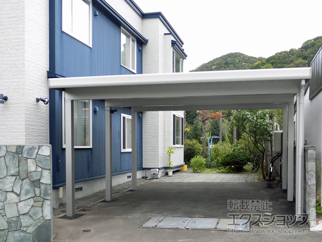 北海道札幌市ののカーポート ジーポートneo Aタイプ 2台用 角柱6本柱 積雪〜150cm対応 施工例