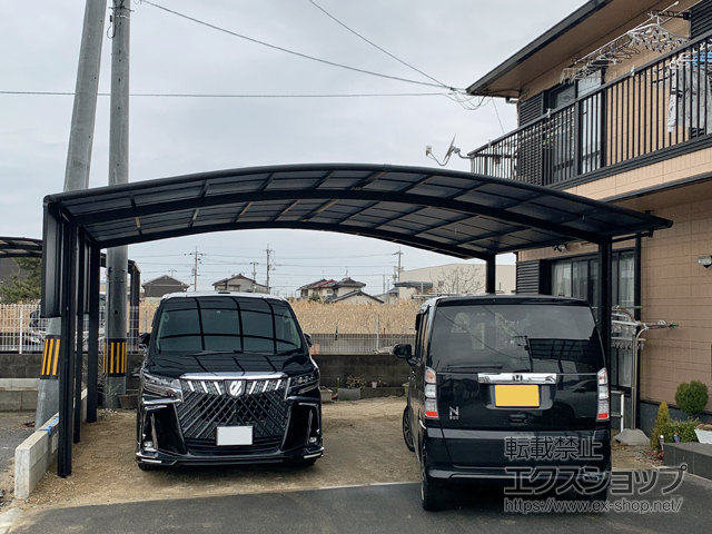岡山県倉敷市ののカーポート ネスカR (ラウンドスタイル) ワイド 積雪〜20cm対応 施工例
