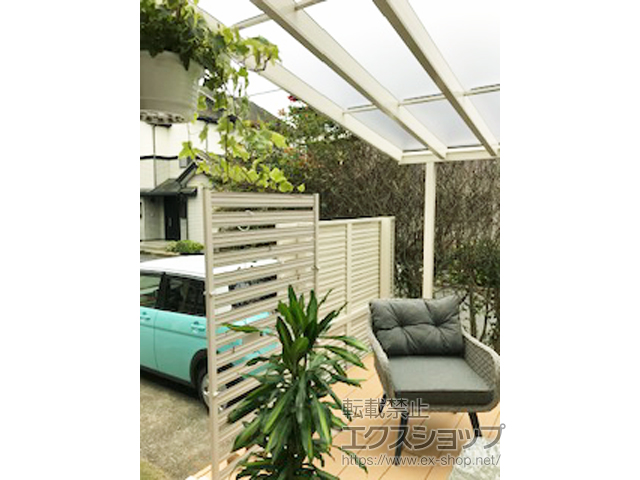 埼玉県東松山市ののフェンス・柵 ミエーネフェンス 目隠しルーバータイプ 2段支柱 自立建て用 施工例