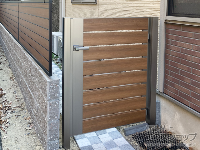 広島県福山市のの門扉 フレイナ門扉 Y2型 片開き 門柱仕様 施工例