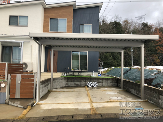 京都府綾部市ののカーポート レオンポートneo 2台用 角柱4本柱 積雪〜50cm対応 施工例