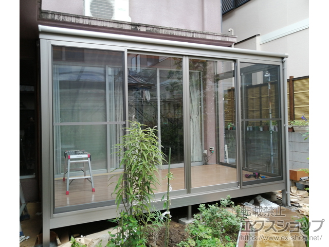 千葉県千葉市ののテラス囲い・サンルーム サニージュF型 床納まり ランマなし 積雪20cm対応 ＊ガラス組込み仕様 施工例