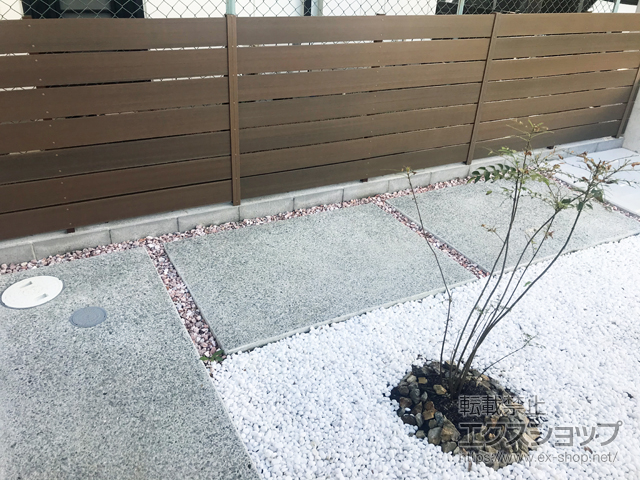 兵庫県川西市ののフェンス・柵 プラドフェンス ジョイントあり仕様 W5900mm H1200mm 板材7段 板隙間10mm 施工例