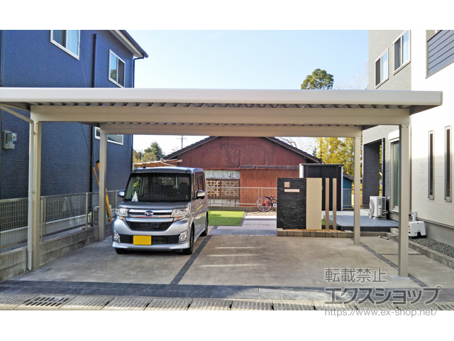 鹿児島県日置市ののカーポート レオンポートneo 2台用 角柱4本柱  積雪〜50cm対応 施工例