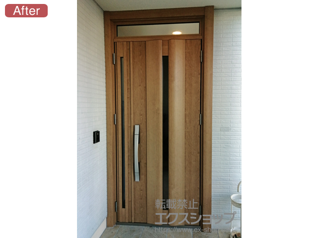 佐賀県佐賀市のLIXIL リクシル（トステム）の玄関ドア リシェント玄関ドア3 断熱K4仕様 親子仕様(ランマ付)L G12型※タッチキー仕様(キー付きリモコンタイプ) 施工例