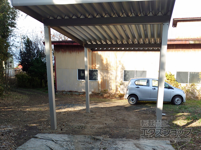 秋田県男鹿市ののカーポート ジーポートneo 積雪100cmAタイプ 角柱4本柱 積雪〜100cm対応 施工例