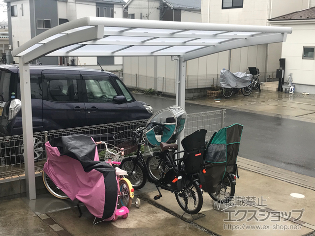 埼玉県草加市ののサイクルポート・駐輪場 ネスカRミニ (ラウンドスタイル) 積雪〜20cm対応 施工例