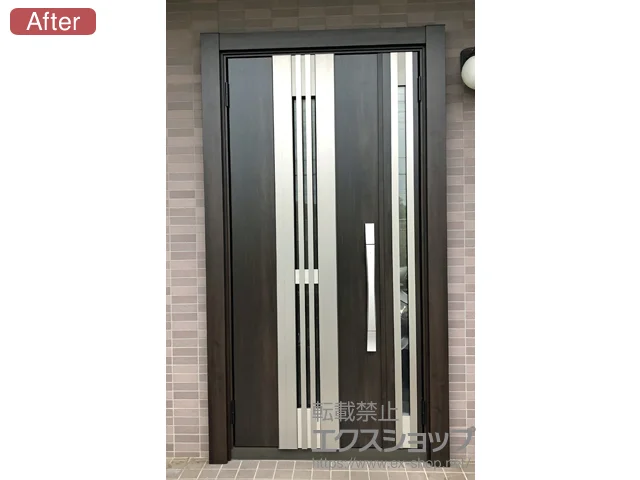 東京都あきる野市のLIXIL リクシル（トステム）の玄関ドア リシェント玄関ドア3 断熱K4仕様 親子仕様(ランマ無)L M84型 ※タッチキー仕様(リモコンタイプ) 施工例