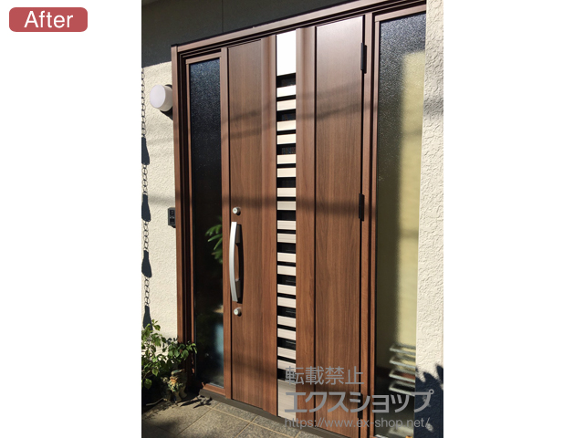 千葉県千葉市のLIXIL リクシル（トステム）の玄関ドア リシェント玄関ドア3 断熱K4仕様 手動 両袖仕様(ランマ無)R G82型 施工例