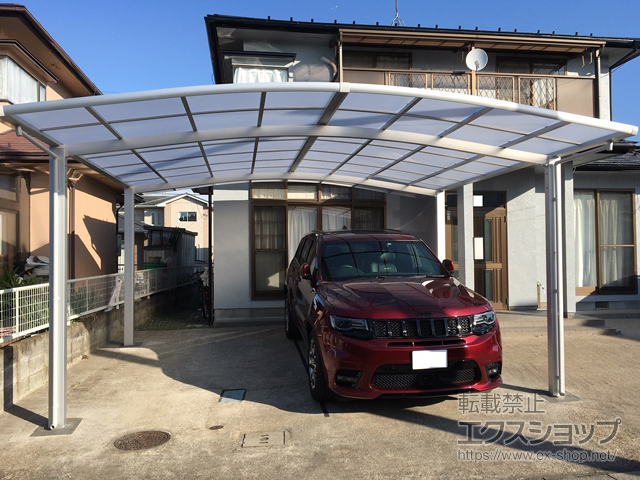 宮城県仙台市ののカーポート ネスカR (ラウンドスタイル) ワイド 積雪〜20cm対応 施工例