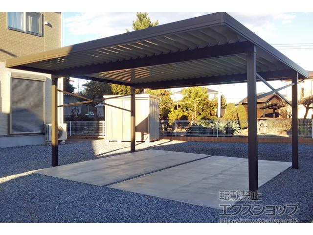 群馬県高崎市のLIXIL リクシル（トステム）のカーポート テリオスポートIII 900 2台用 角柱4本柱 積雪〜30cm対応 施工例