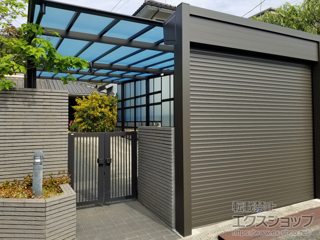 広島県広島市ののカーポート シングルシャッターS型 Fタイプ 施工例