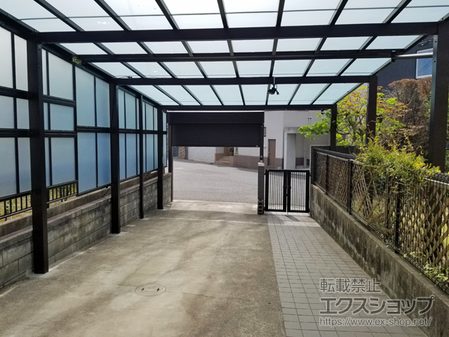 広島県広島市ののカーポート スカイリード 両側支持 ワイド2台用 積雪〜20cm対応 施工例