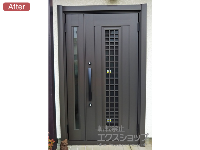 千葉県佐倉市のLIXIL リクシル（トステム）の玄関ドア リシェント玄関ドア3 アルミ仕様 手動 親子仕様(ランマ無)R C84N型 施工例