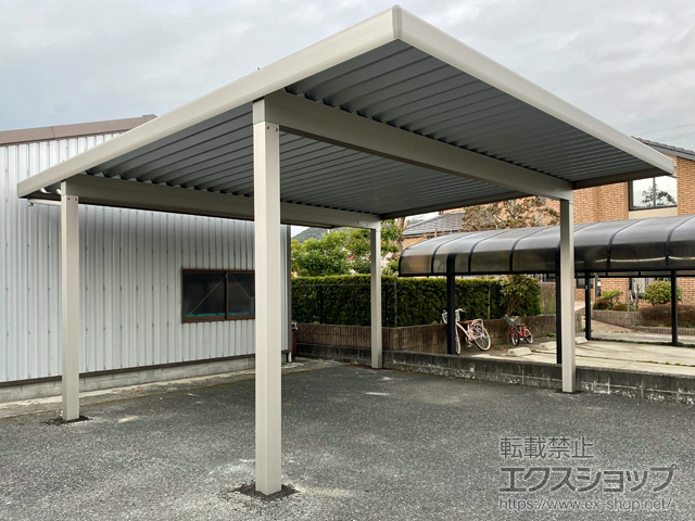 佐賀県鳥栖市ののカーポート レオンポートneo 2台用 角柱4本柱 積雪〜50cm対応 施工例