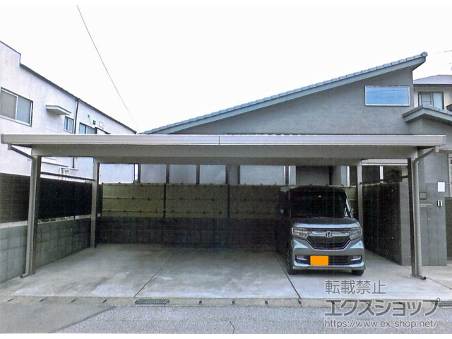 千葉県千葉市のLIXIL リクシル（トステム）のカーポート テリオスポートIII 1500 3台用 角4本柱 積雪〜50cm対応 施工例