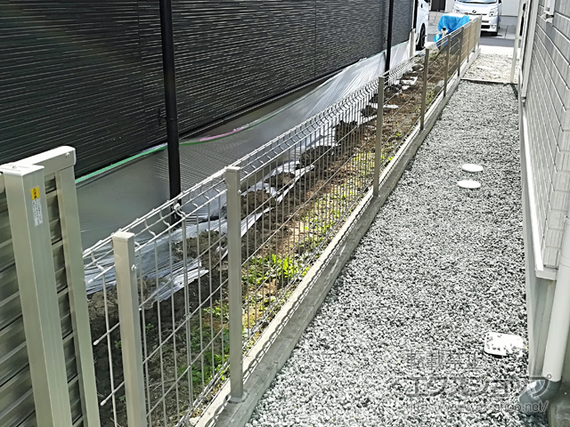 宮城県仙台市ののフェンス・柵 イーネットフェンス 3F型 自由柱施工 施工例