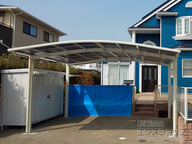 大分県国東市ののカーポート ネスカR (ラウンドスタイル) ワイド 積雪〜20cm対応 施工例