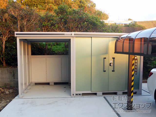 静岡県掛川市のの物置・屋外倉庫 エルモコンビ 一般型 4429×2213×2118 LMD-2522+LKD1822-EG 施工例