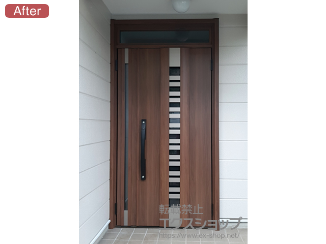 愛知県刈谷市のLIXIL リクシル（トステム）の玄関ドア リシェント玄関ドア3 断熱K4仕様 手動 親子仕様(ランマ付)R G82型 施工例