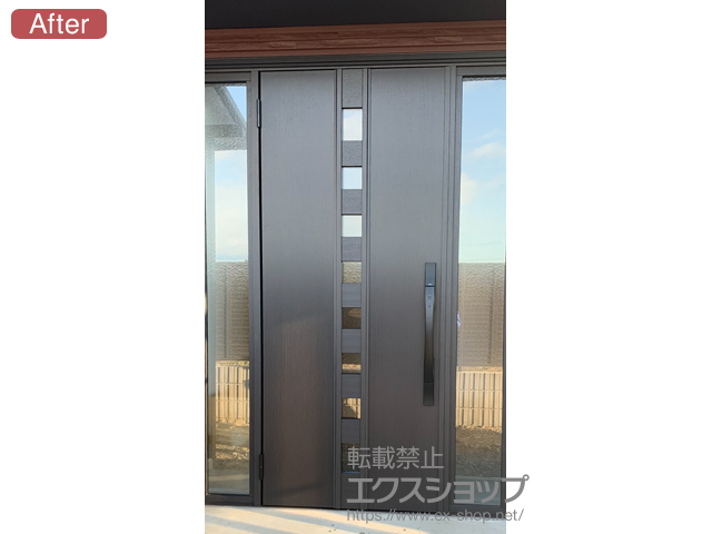 群馬県太田市のLIXIL リクシル（トステム）の玄関ドア リシェント玄関ドア3 断熱K4仕様 両袖仕様(ランマ無)L M28型 ※タッチキー仕様(リモコンタイプ) 施工例