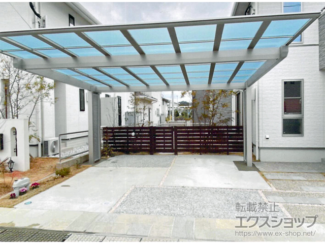 福岡県糸島市ののカーポート エフルージュツインEX FIRST 後方支持タイプ マテリアルカラー 積雪〜20cm対応 施工例