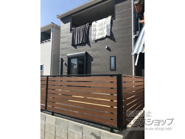 三重県四日市市ののフェンス・柵 モクアルフェンス 横板タイプ 自由柱施工 施工例