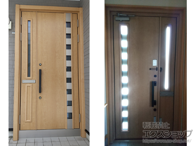 北海道札幌市のLIXIL リクシル（トステム）の玄関ドア リシェント玄関ドア3 高断熱仕様 親子仕様(ランマ無)R 16N型 ※手動仕様 施工例