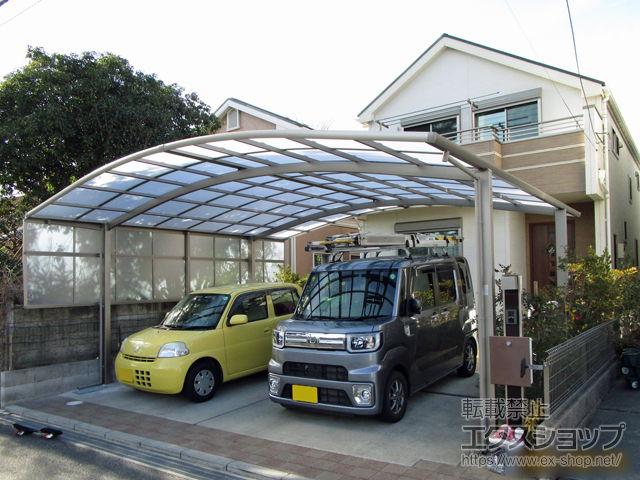 東京都日野市ののカーポート ネスカR (ラウンドスタイル) ワイド 積雪〜20cm対応 施工例