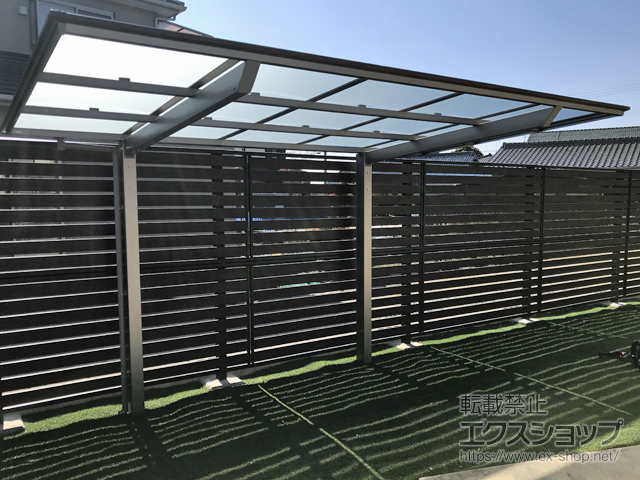 愛知県岡崎市ののサイクルポート・駐輪場 フーゴFミニ (フラットスタイル) 木調色 積雪〜20cm対応 施工例