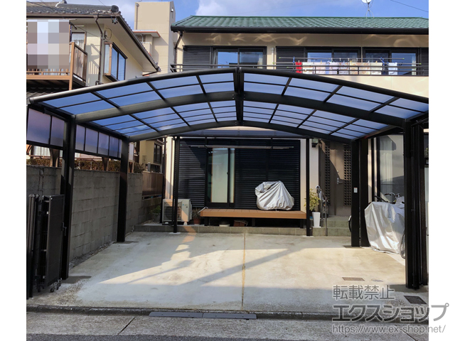 愛知県名古屋市ののカーポート ネスカR (ラウンドスタイル) M合掌 積雪〜20cm対応＋サイドパネル（片側） 施工例