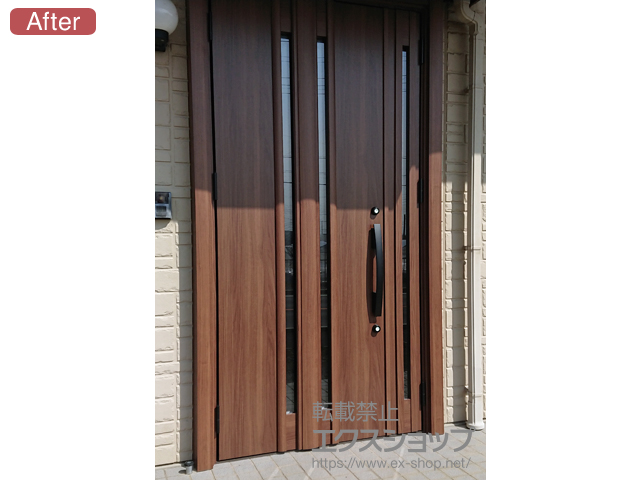 群馬県桐生市のLIXIL リクシル（トステム）の玄関ドア リシェント玄関ドア3 断熱K4仕様 親子仕様(ランマ無)L G15型 ※手動仕様 施工例