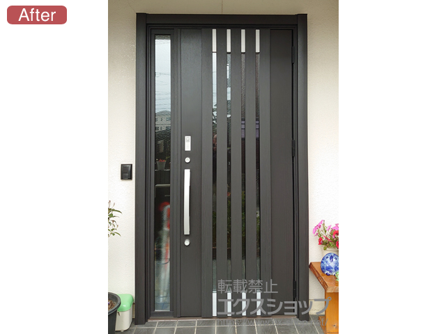 熊本県熊本市のLIXIL リクシル（トステム）の玄関ドア リシェント玄関ドア3 断熱K4仕様 片袖仕様(ランマ無)R M27型 ※タッチキー仕様(リモコンタイプ) 施工例