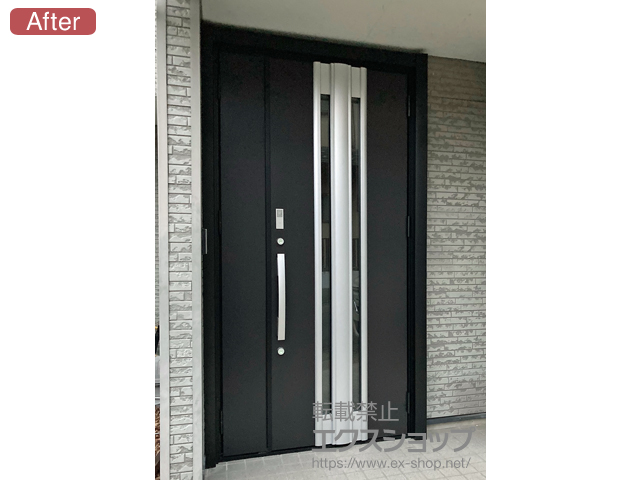 岐阜県岐阜市のLIXIL リクシル（トステム）の玄関ドア リシェント玄関ドア3 断熱K4仕様 親子仕様(ランマ無)R G77型 ※タッチキー仕様(キー付リモコン) 施工例