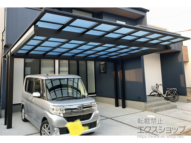 愛媛県松山市ののカーポート エフルージュツインEX FIRST 後方支持タイプ 積雪〜20cm対応 施工例