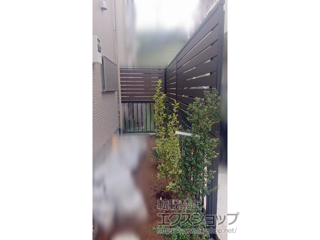 東京都葛飾区ののフェンス・柵 モクアルフェンス 横板タイプ+ミエッタフェンス 防犯たて格子タイプ 2段支柱 自立建て用 施工例