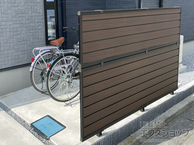 埼玉県本庄市ののフェンス・柵 モクアルフェンス 目隠しタイプ 2段支柱 ブロック建て用（パネル2段） 施工例