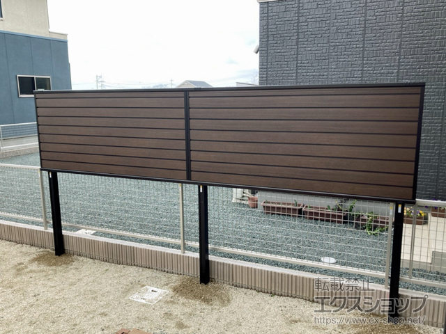 熊本県菊池郡大津町ののフェンス・柵 モクアルフェンス 目隠しタイプ 2段支柱 自立建て用※パネル1段 施工例