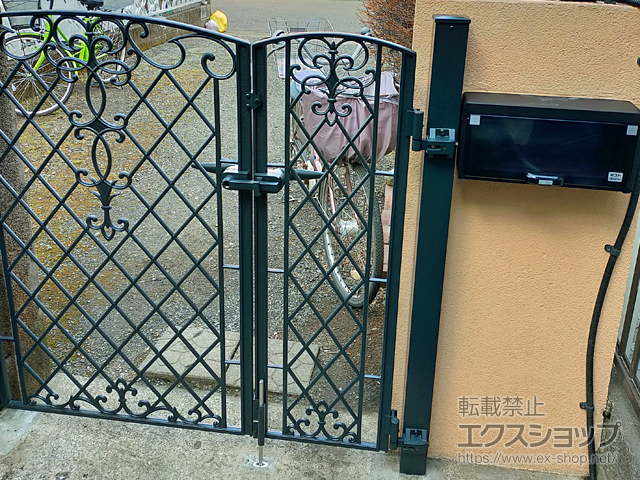 神奈川県大和市のの門扉 キャスリート1型 両開き親子 門柱タイプ 施工例