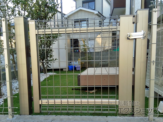 神奈川県秦野市のの門扉 ユメッシュHR型門扉 片開き アルミ角型門柱 施工例